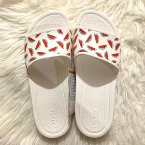 white watermelon crocs